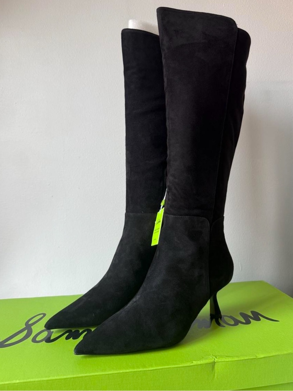 Sam Edelman Black Suede Over-the-Knee Pointed-Toe Boots